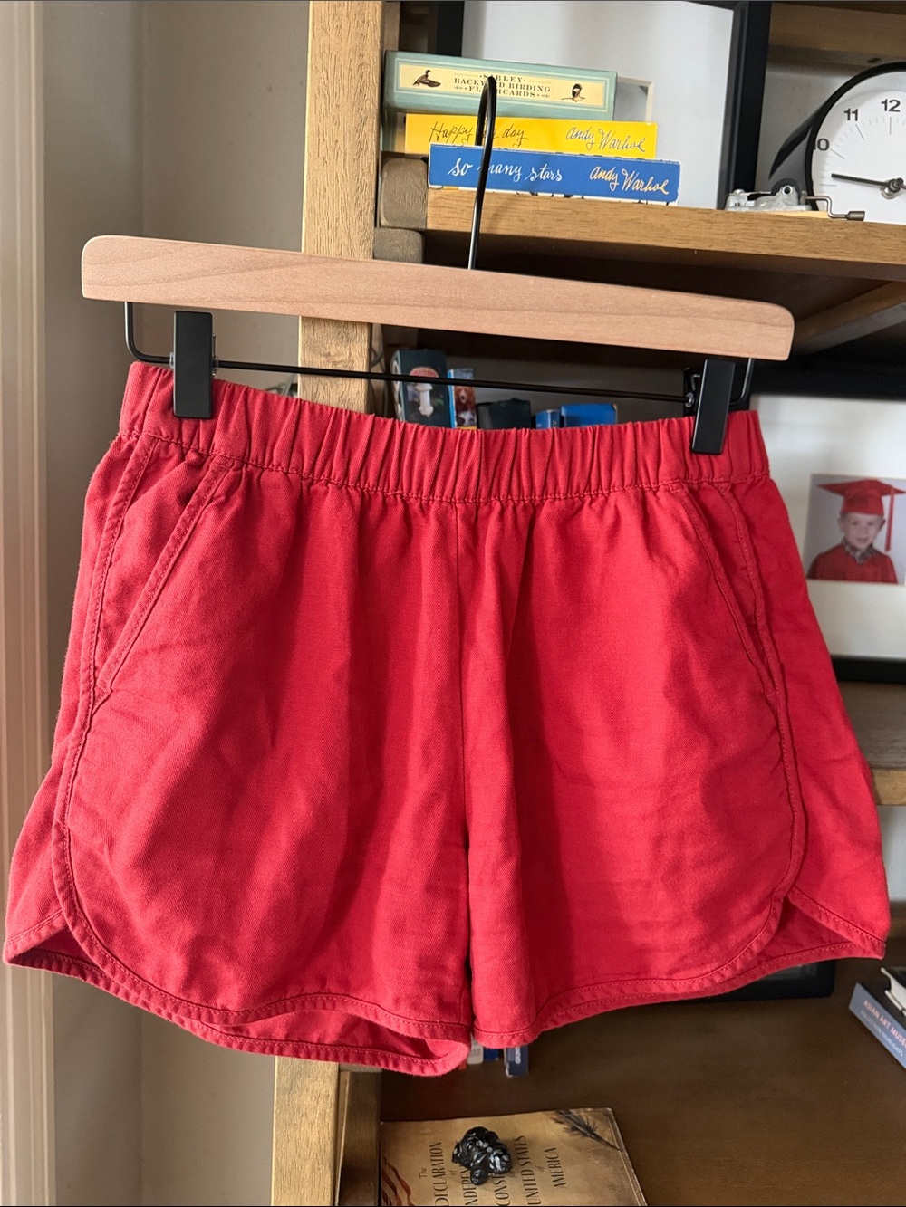 Madewell Red Elastic-Waist casual Shorts. XS